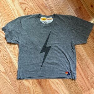 Aviator Nation Gray Tee with Lightning Bolt